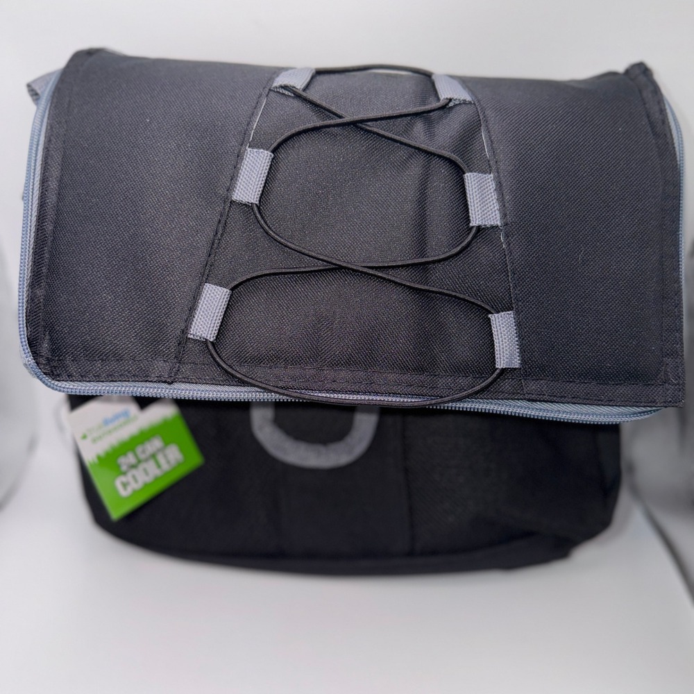 True Living Outdoors 24 Can Black Insulated Soft Sided Cooler Bag Picnic Camping